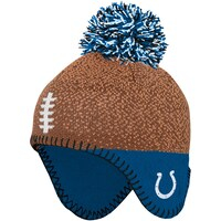 Preschool Brown/Royal Indianapolis Colts Football Head Knit Hat with Pom
