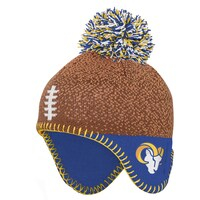 Preschool Brown/Royal Los Angeles Rams Football Head Knit Hat with Pom