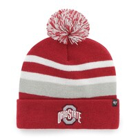 Men's '47 Scarlet Ohio State Buckeyes State Line Cuffed Knit Hat with Pom