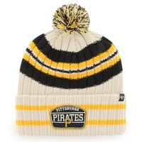 Men's '47 Natural Pittsburgh Pirates Home Patch Cuffed Knit Hat with Pom