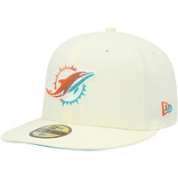 Men's New Era Cream Miami Dolphins Chrome Color Dim 59FIFTY Fitted Hat