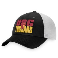 Men's Top of the World Black/White USC Trojans Stockpile Trucker Snapback Hat
