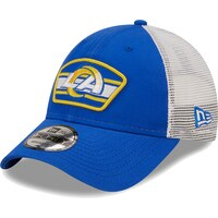 Men's New Era Royal/White Los Angeles Rams Logo Patch Trucker 9FORTY Snapback Hat