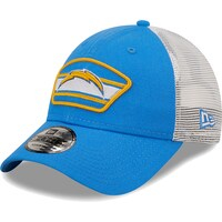 Men's New Era Powder Blue/White Los Angeles Chargers Logo Patch Trucker 9FORTY Snapback Hat