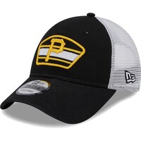 Men's New Era Black/White Pittsburgh Pirates Logo Patch 9FORTY Trucker Snapback Hat