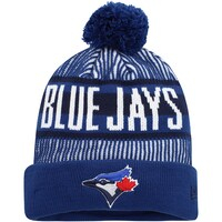 Men's New Era Royal Toronto Blue Jays Striped Cuffed Knit Hat with Pom