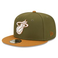 Men's New Era Olive/Brown Miami Heat Two-Tone Color Pack 9FIFTY Snapback Hat