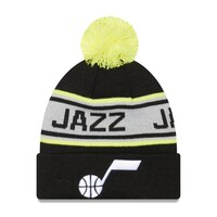 Men's New Era Black Utah Jazz Repeat Cuffed Knit Hat with Pom