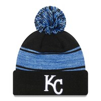 Men's New Era Black Kansas City Royals Chilled Cuffed Knit Hat with Pom