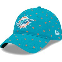 Girls Preschool New Era Aqua Miami Dolphins Hearts 9TWENTY Adjustable Hat