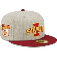 Men's New Era Heather Gray/Cardinal Iowa State Cyclones Patch 59FIFTY Fitted Hat