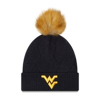 Women's New Era Navy West Virginia Mountaineers Snowy Cuffed Knit Hat with Pom