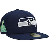 Men's New Era College Navy Seattle Seahawks Super Bowl XLVIII Citrus Pop 59FIFTY Fitted Hat