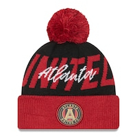 Men's New Era Black Atlanta United FC Confident Cuffed Pom Knit Hat