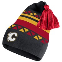 Men's adidas  Black Calgary Flames Reverse Retro 2.0 Pom Cuffed Knit Hat