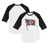 Youth Tiny Turnip White/Black Arizona Diamondbacks Baseball Flag Raglan 3/4 Sleeve T-Shirt