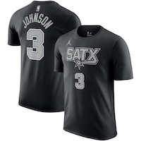 Men's Jordan Brand Keldon Johnson Black San Antonio Spurs 2022/23 Statement Edition Name & Number T-Shirt