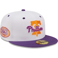 Men's New Era White/Purple Philadelphia Phillies Inaugural Season at Citizens Bank Ballpark Grape Lolli 59FIFTY Fitted Hat
