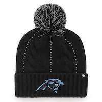 Women's '47 Black Carolina Panthers Bauble Cuffed Knit Hat with Pom