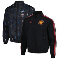 Men's adidas Black Manchester United 2022/23 On-Field Team Logo Anthem Reversible Full-Zip Jacket