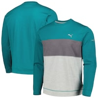 Men's Puma Teal THE PLAYERS CLOUDSPUN Color-Block Pullover Sweatshirt