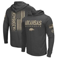 Men's Colosseum Heather Black Arkansas Razorbacks Team OHT Military Appreciation Long Sleeve Hoodie T-Shirt