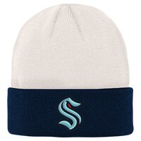 Youth Cream/Deep Sea Blue Seattle Kraken Logo Cuffed Knit Hat