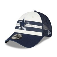 Men's New Era Cream/Navy Dallas Cowboys Team Stripe Trucker 9FORTY Snapback Hat