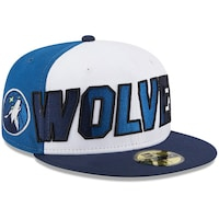 Men's New Era  White/Navy Minnesota Timberwolves Back Half 9FIFTY Fitted Hat
