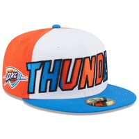 Men's New Era White/Blue Oklahoma City Thunder Back Half 59FIFTY Fitted Hat