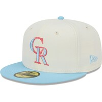 Men's New Era Cream/Light Blue Colorado Rockies Spring Color Two-Tone 59FIFTY Fitted Hat
