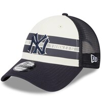 Men's New Era White/Navy New York Yankees Team Stripe Trucker 9FORTY Snapback Hat