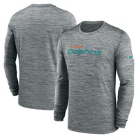 Men's Nike  Gray Miami Dolphins Sideline Team Velocity Performance Long Sleeve T-Shirt