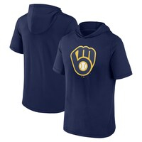 Men's Fanatics Branded Navy Milwaukee Brewers Short Sleeve Hoodie T-Shirt