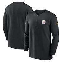 Men's Nike  Black Pittsburgh Steelers 2023 Sideline Performance Long Sleeve Tri-Blend Quarter-Zip Top