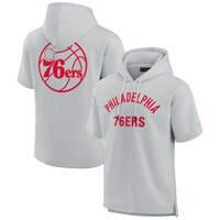 Unisex Fanatics Signature Gray Philadelphia 76ers Super Soft Fleece Short Sleeve Pullover Hoodie