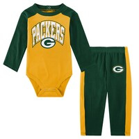 Infant Green Green Bay Packers Rookie of the Year Long Sleeve Bodysuit & Pants Set