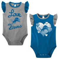 Girls Newborn & Infant Blue/Heather Gray Detroit Lions Spread the Love 2-Pack Bodysuit Set