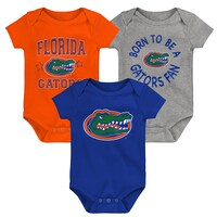 Newborn & Infant Royal/Orange/Heather Gray Florida Gators Born To Be Three-Pack Bodysuit Set