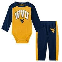 Infant Navy West Virginia Mountaineers Rookie Of The Year Long Sleeve Bodysuit and Pants Set