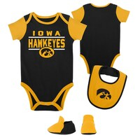 Newborn & Infant Black Iowa Hawkeyes Home Field Advantage Three-Piece Bodysuit, Bib & Booties Set