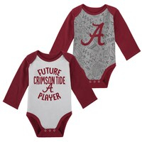 Newborn & Infant White/Gray Alabama Crimson Tide 2-Pack Play Time Long Sleeve Bodysuit Set