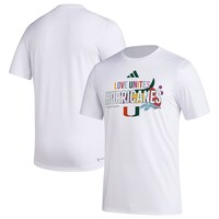 Men's adidas x Rich Mnisi Pride Collection White Miami Hurricanes Pregame AEROREADY T-Shirt