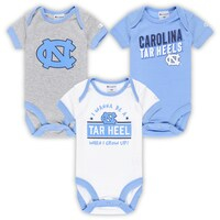 Infant Champion Carolina Blue/Heather Gray/White North Carolina Tar Heels I Wanna Be Three-Pack Bodysuit Set