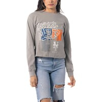 Women's The Wild Collective Gray New York Mets Cropped Long Sleeve T-Shirt