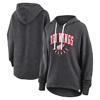 Women's Fanatics Branded Heather Charcoal Detroit Red Wings Lux Lounge Helmet Arch Pullover Hoodie