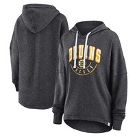 Women's Fanatics Branded Heather Charcoal Boston Bruins Lux Lounge Helmet Arch Pullover Hoodie