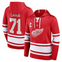 Men's Fanatics Branded Dylan Larkin Red Detroit Red Wings Name & Number Lace-Up Pullover Hoodie