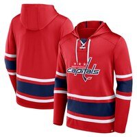 Men's Fanatics Branded Red Washington Capitals Puck Deep Lace-Up Pullover Hoodie