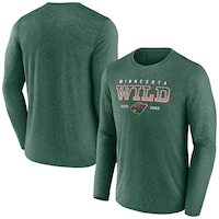 Men's Fanatics Branded Heather Green Minnesota Wild Long Sleeve T-Shirt